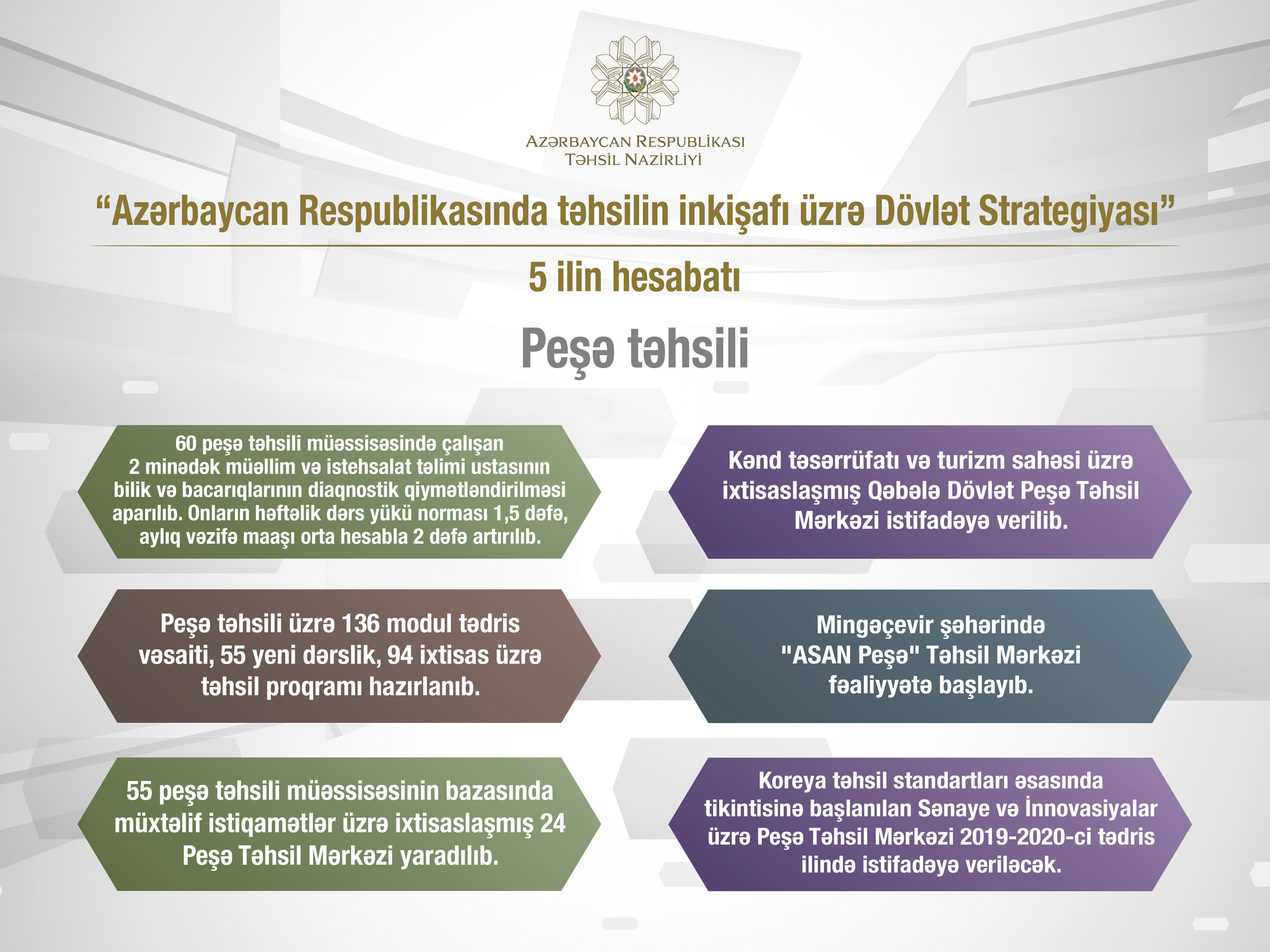 Təhsilin inkişafı üzrə Dövlət Strategiyasının 5 ili – infoqrafik məlumat