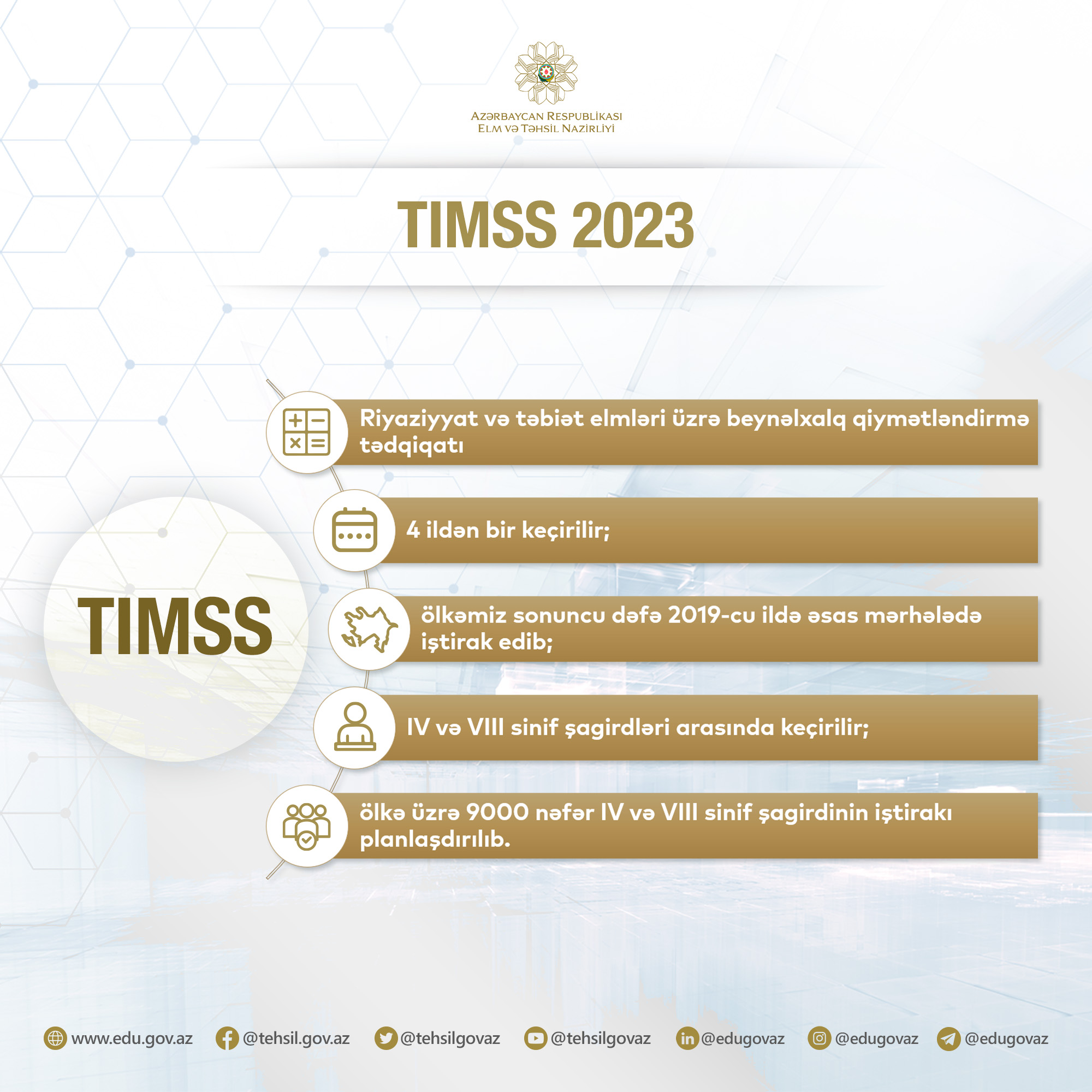 Şagirdlərimiz TIMSS 2023 və ICILS 2023-ün əsas mərhələsində iştirak edəcəklər