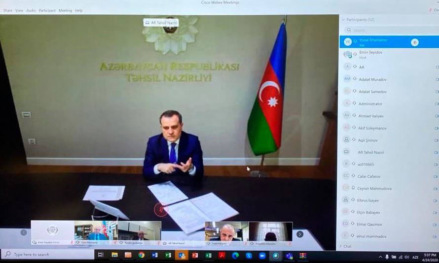 Təhsil naziri rektorlarla video-konfrans keçirib