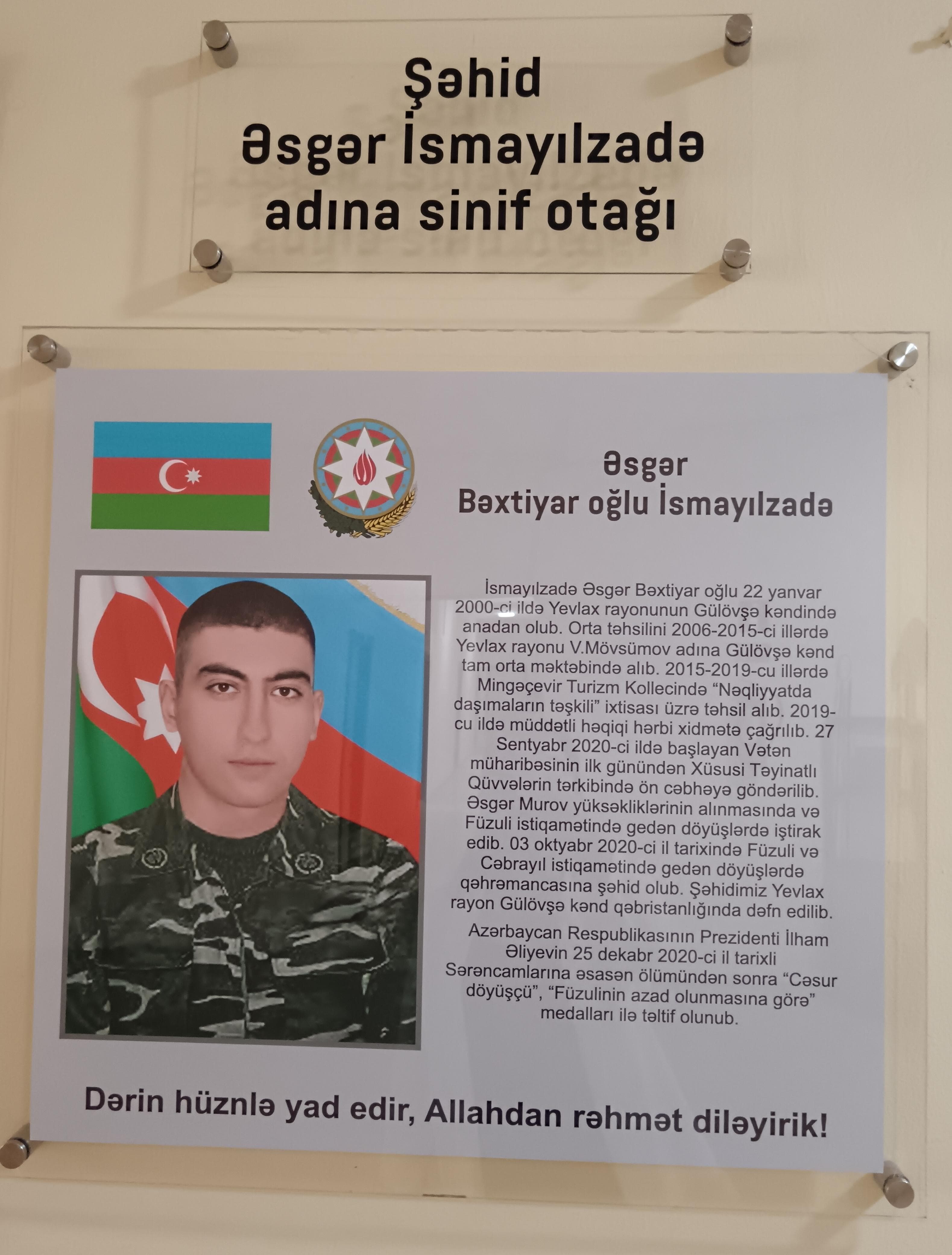 Mingəçevir Turizm Kollecinin şəhid məzunları