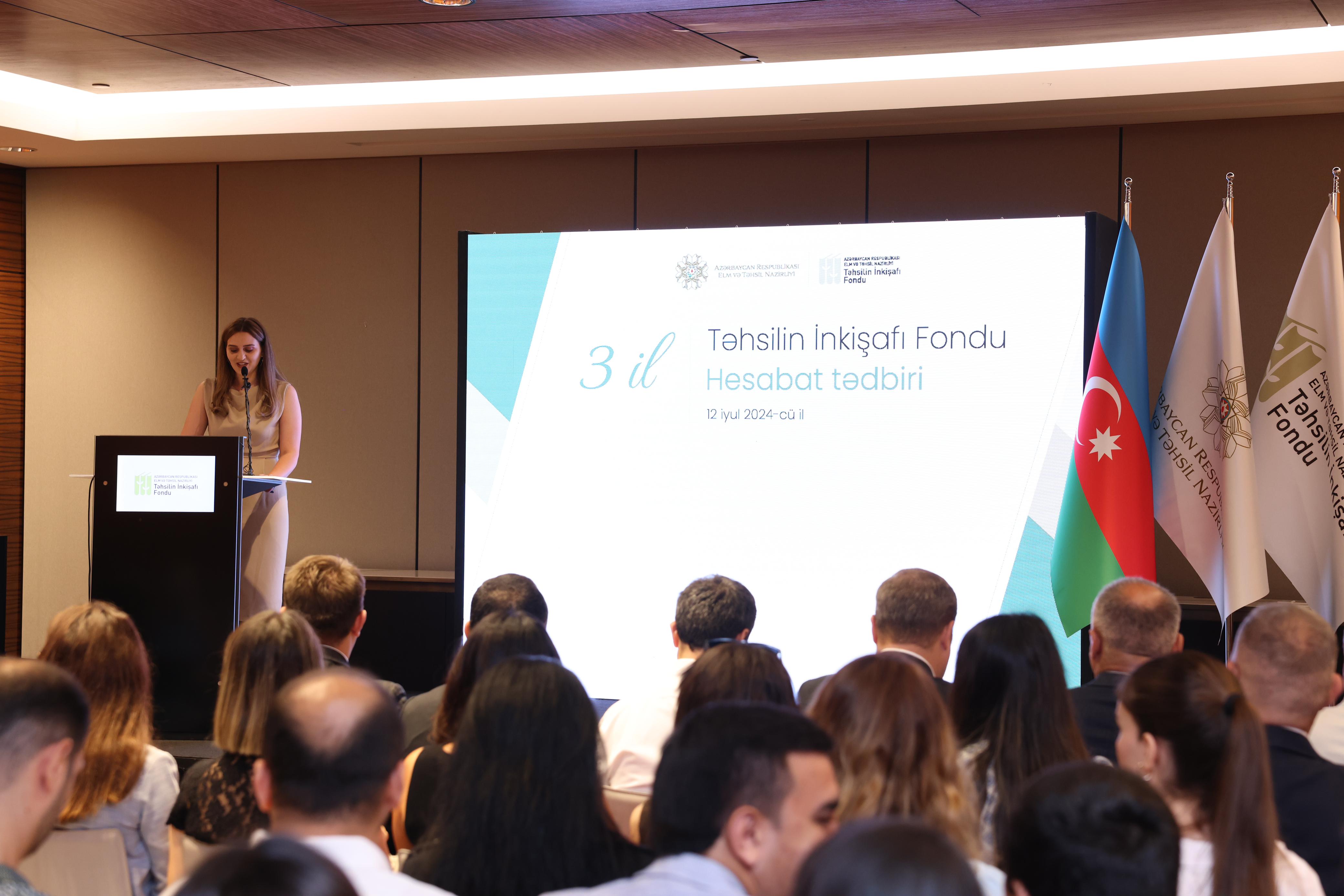 Təhsilin İnkişafı Fondunun 3 illik fəaliyyətinə dair hesabat tədbiri keçirilib - FOTOLAR-VIDEO